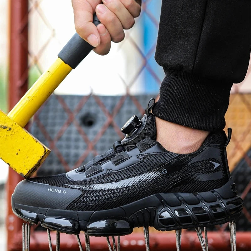 Rotating Button Work Sneaker Air Cushion Steel Toe Safety Boots
