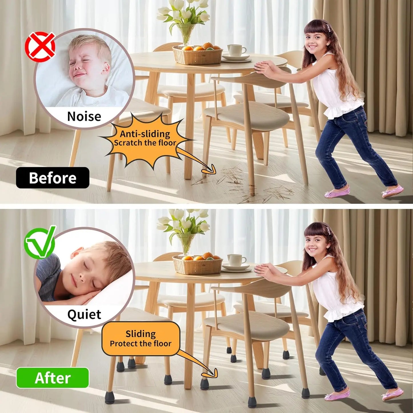 8PCS Chair Leg Floor Protector