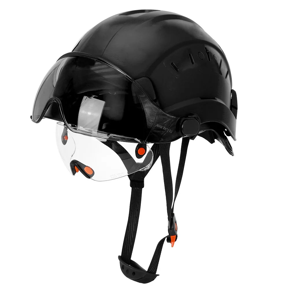 CE Construction Safety Helmets with Double Goggles ANSI ABS