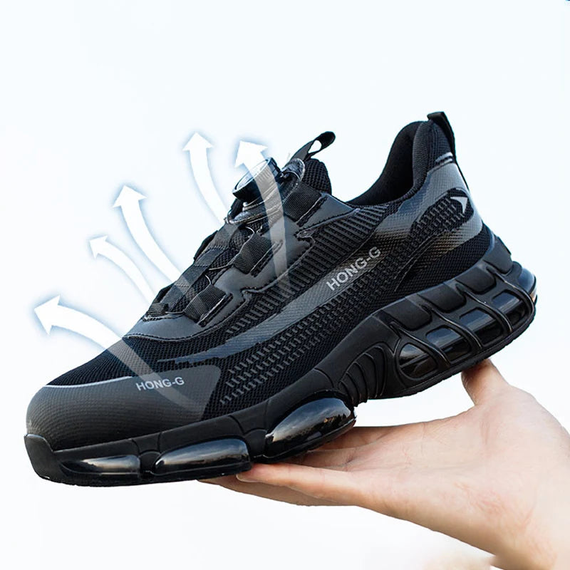 Rotating Button Work Sneaker Air Cushion Steel Toe Safety Boots