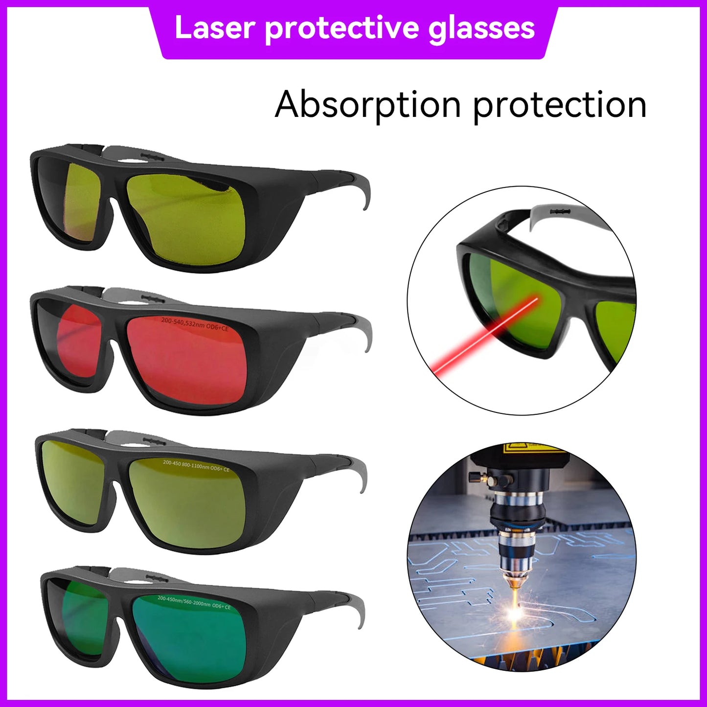 laser glasses 190-2000nm 10600nm OD6 CO2 Laser Protection goggles