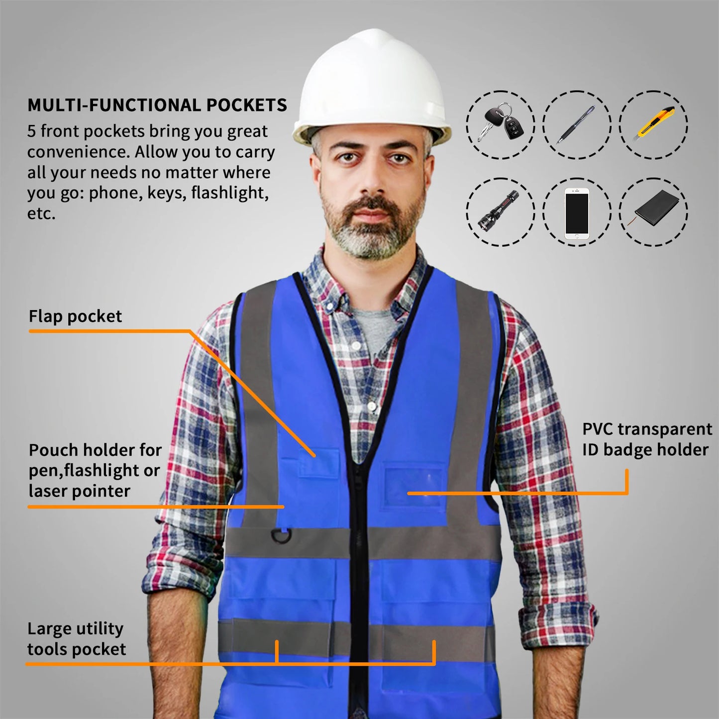 S-5XLSafety Vest 20 Pack, Custom Logo Construction Vest