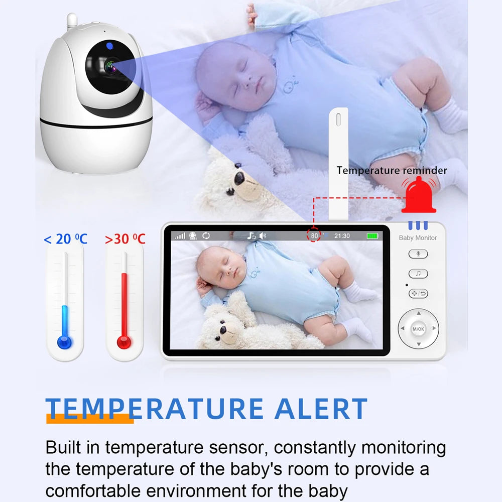 5.0 Inch Video Baby Monitor With Pan Tilt Camera Wireless