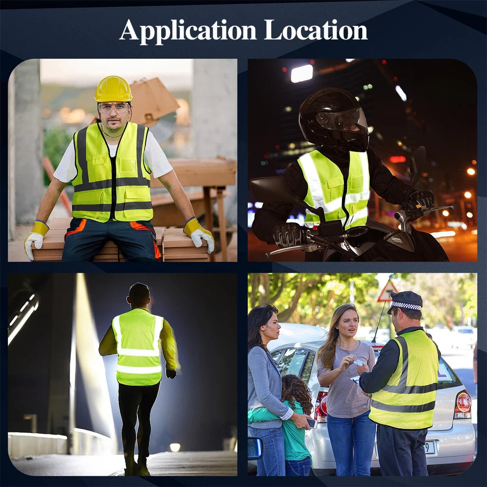 S-5XL Custom LOGO Safety Vest with Pockets and Zipper Construction Site Vest Hi Vis Workwear Meet ANSI/ISEA Standard