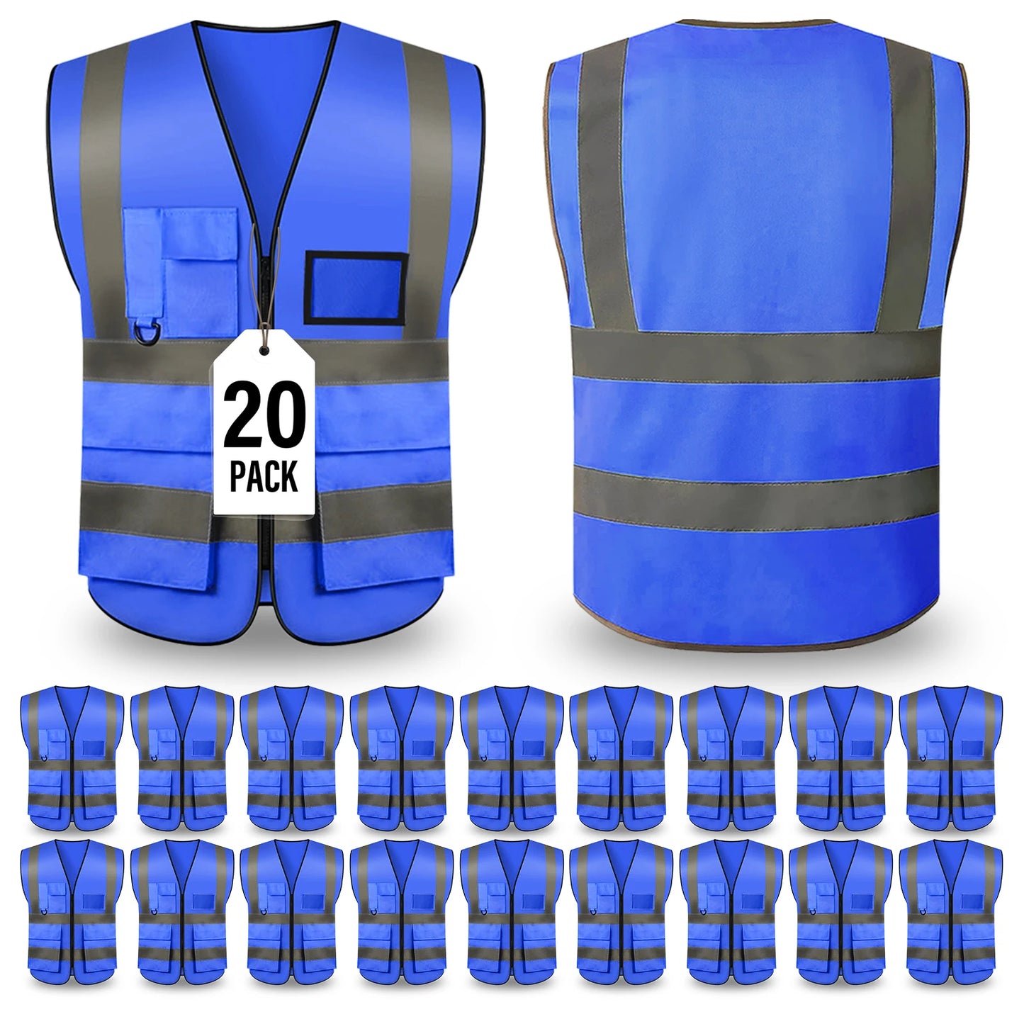 S-5XLSafety Vest 20 Pack, Custom Logo Construction Vest