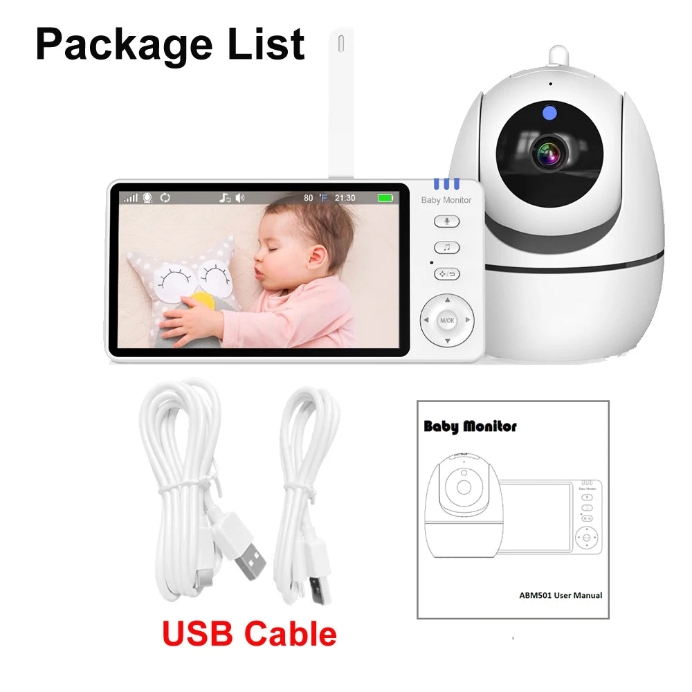 5.0 Inch Video Baby Monitor With Pan Tilt Camera Wireless