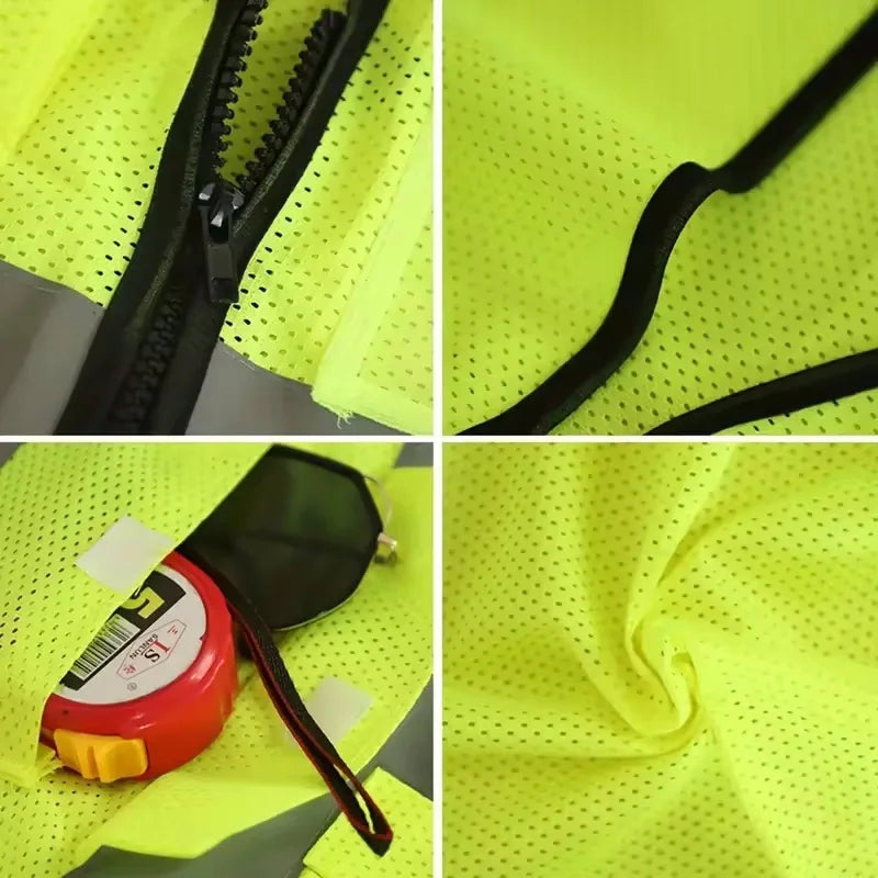 Summer Unisex Safety Vest with Pockets and Zipper Durable