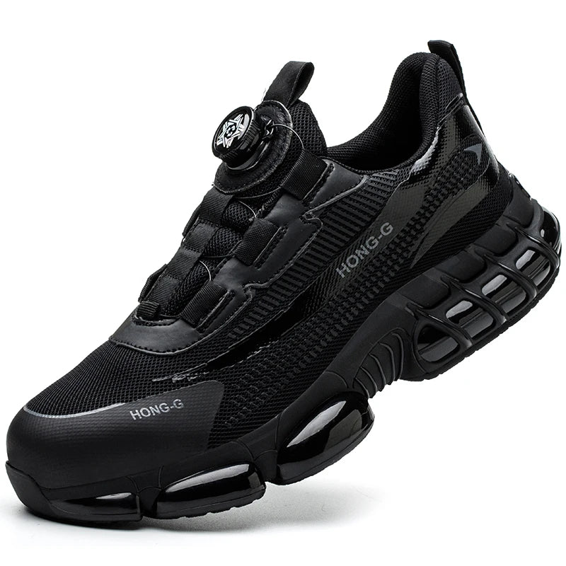 Rotating Button Work Sneaker Air Cushion Steel Toe Safety Boots