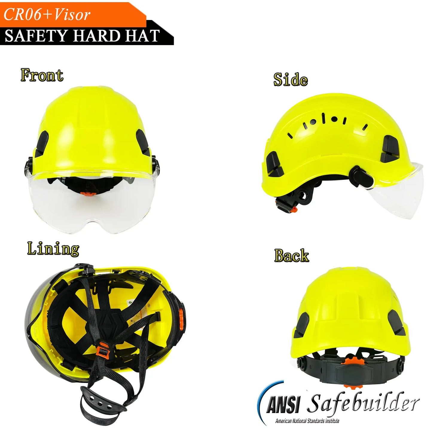 CE Construction Safety Helmet With Goggles Visor ABS Hard