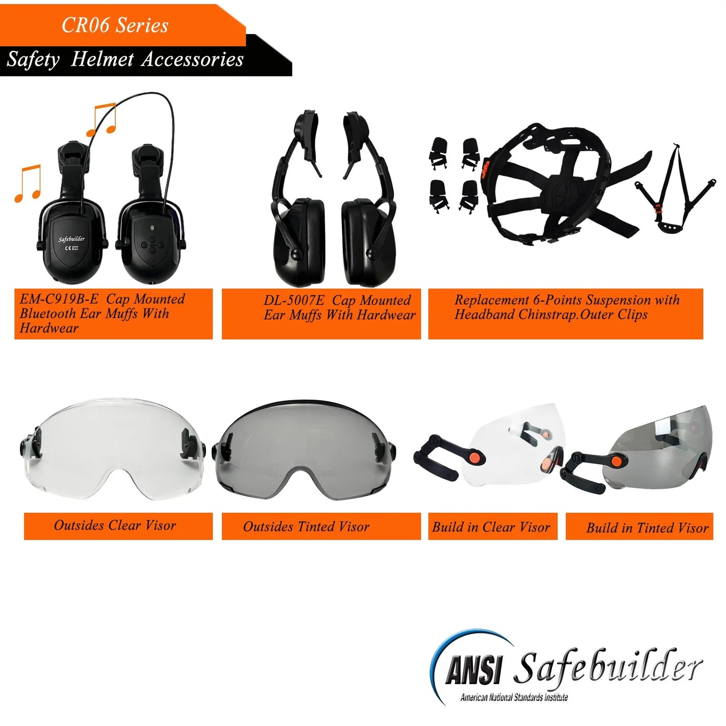 CE Construction Safety Helmet With Goggles Visor ABS Hard