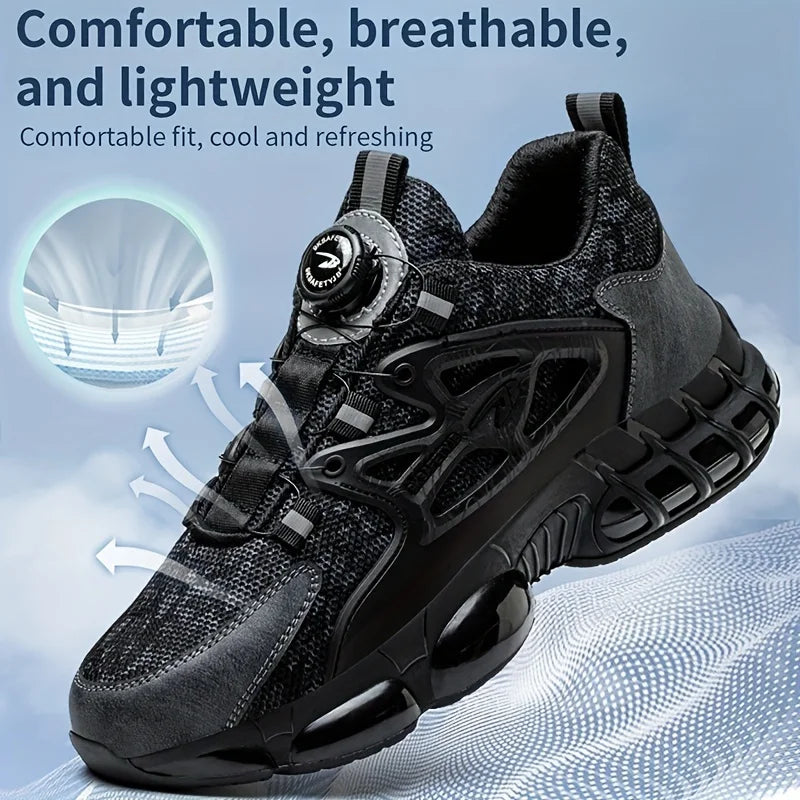 Rotating Button Safety Shoes Men Steel Toe