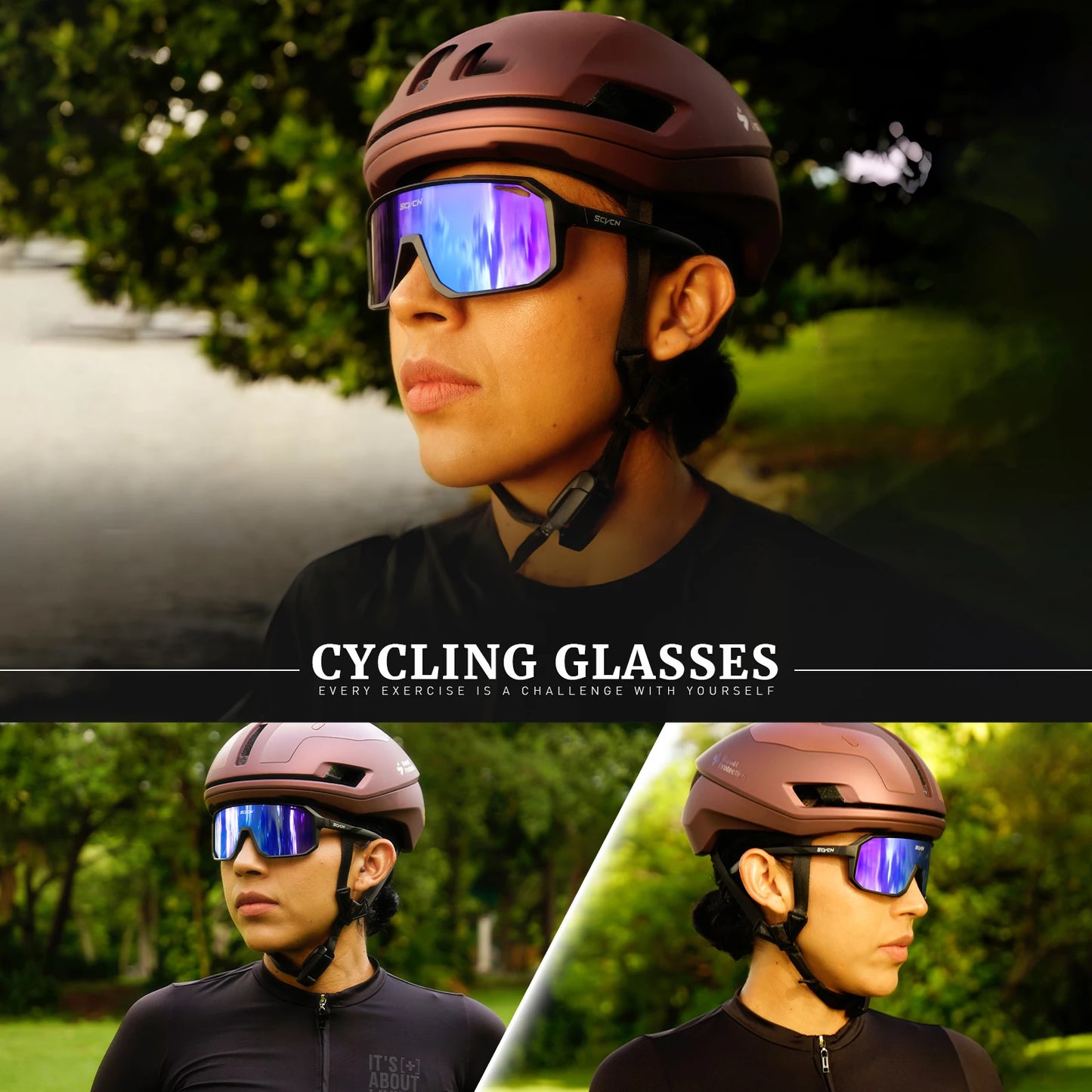 SCVCN Cycling Sunglasses Men MTB Road Driving