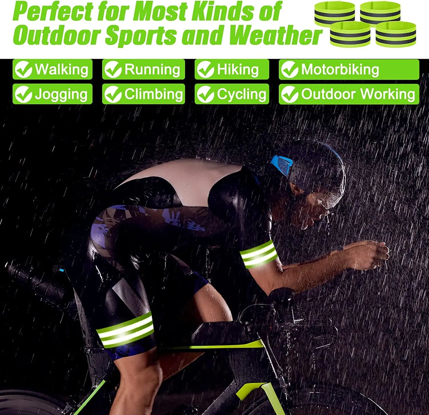 Wristband Reflector Tape Ankle Leg Safety Straps 2Pcs