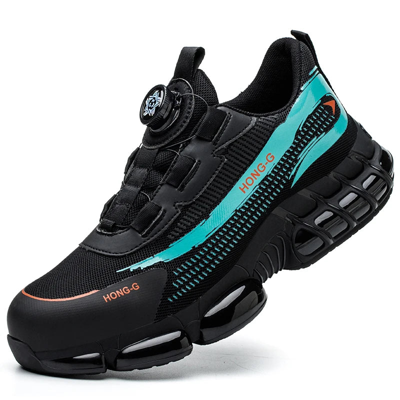 Rotating Button Work Sneaker Air Cushion Steel Toe Safety Boots