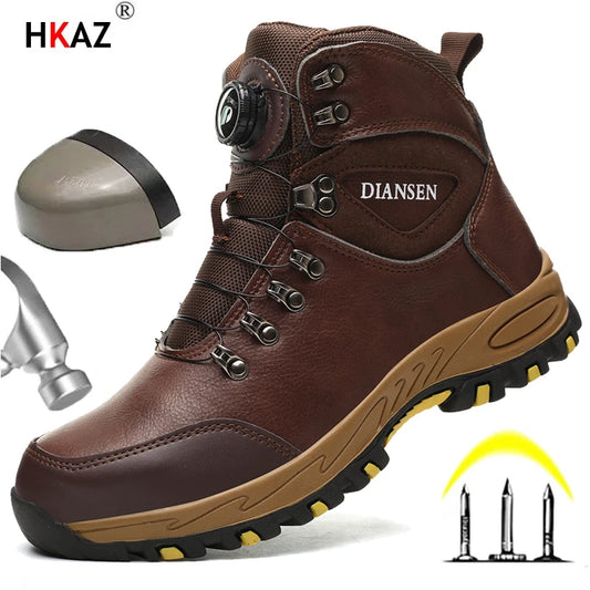 Rotating Button Safety Shoes Men Work