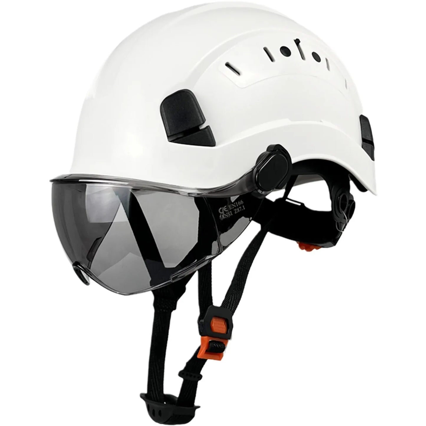 CE Construction Safety Helmet With Goggles Visor ABS Hard