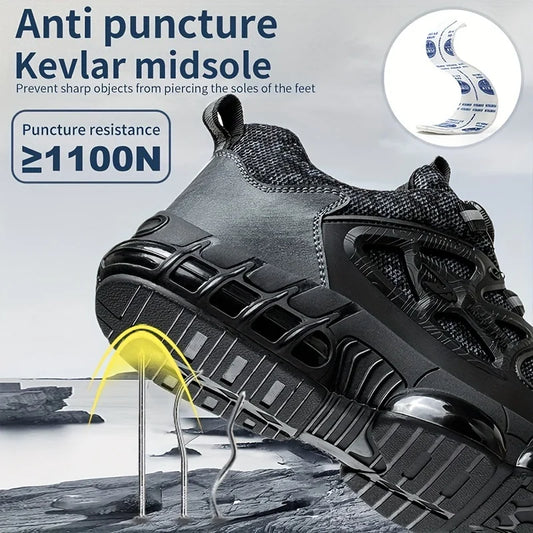 Rotating Button Safety Shoes Men Steel Toe