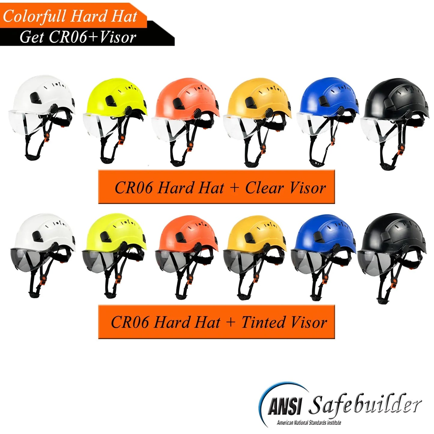 CE Construction Safety Helmet With Goggles Visor ABS Hard