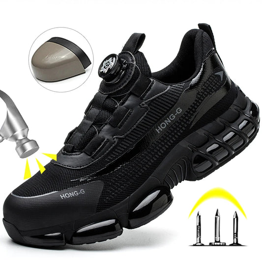 Rotating Button Work Sneaker Air Cushion Steel Toe Safety Boots
