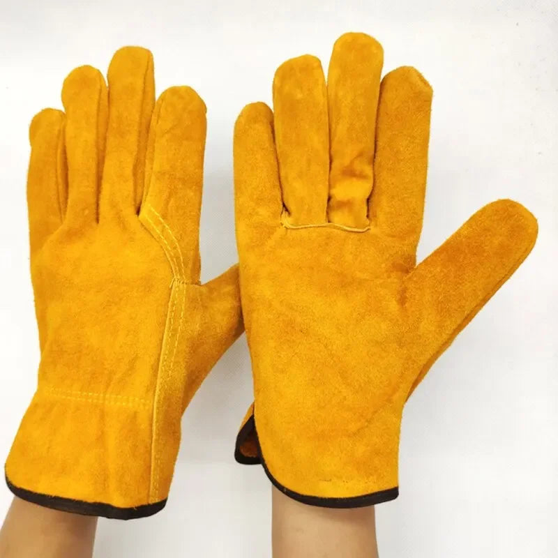 Men Work Gloves Soft Cowhide