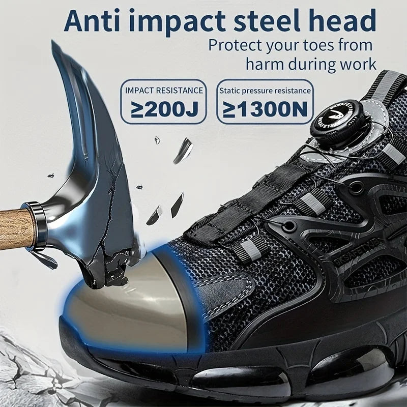 Rotating Button Safety Shoes Men Steel Toe