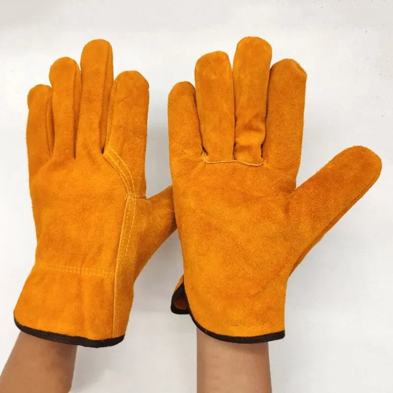 Men Work Gloves Soft Cowhide