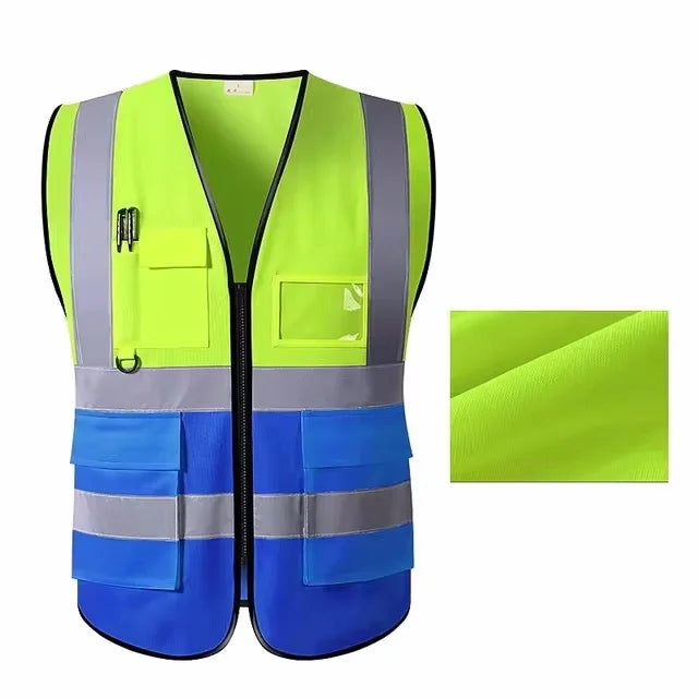 Summer Unisex Safety Vest with Pockets and Zipper Durable