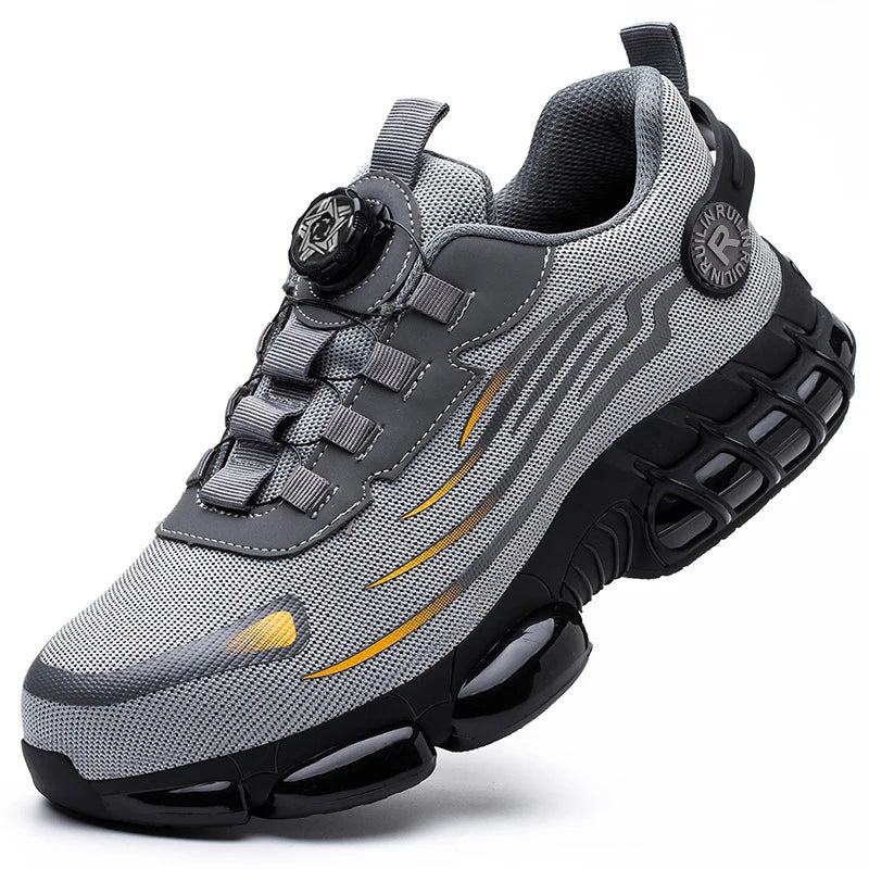 Rotating Button Work Sneaker Air Cushion Steel Toe Safety Boots